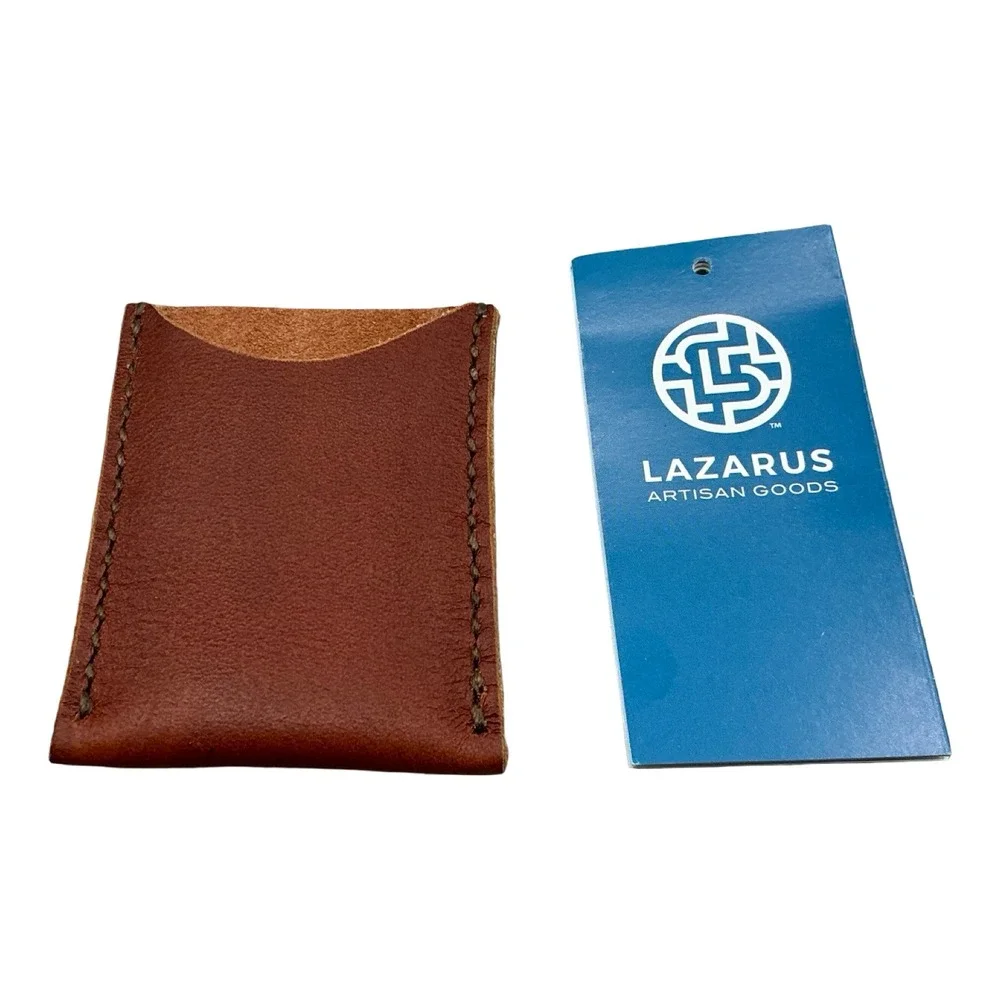 Lazarus Artisan Goods Leather Card Holder Wallet Persimmon Brown Hand Stitched